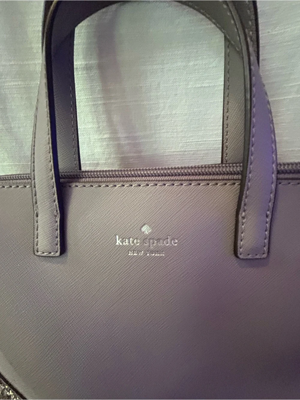 kate spade taupe glitter two-tone small satchel with gold sparkle